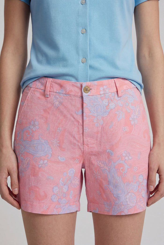 FREDA PAISLEY EXPLOSION CORAL WOMENS TAILORED SHORT