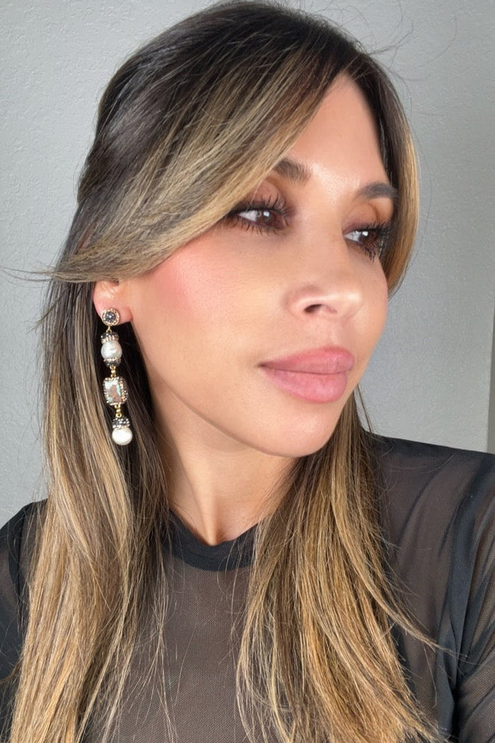 Style the Gemstone Multi Tier Crystal 925 Sterling Silver Dangle Earrings exclusively at Born To Glam