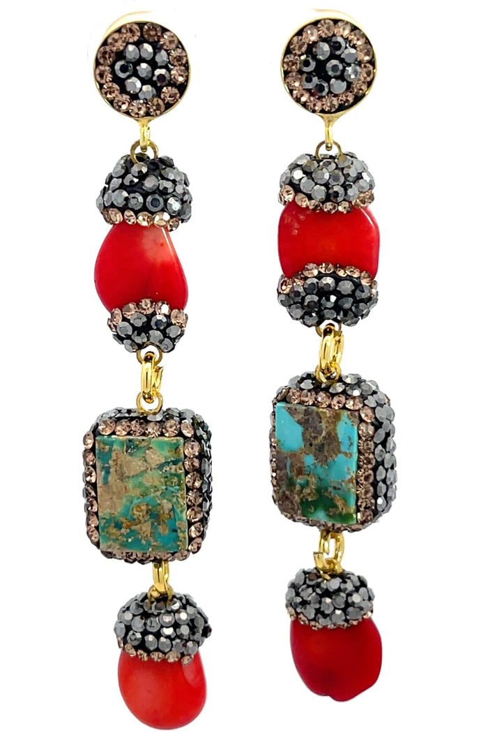 Style the Gemstone Multi Tier Crystal 925 Sterling Silver Dangle Earrings exclusively at Born To Glam