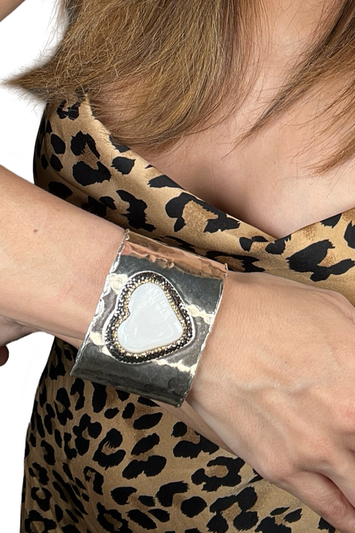 Style the Gemstone Silver Adjustable Cuff Bracelet exclusively at Born To Glam