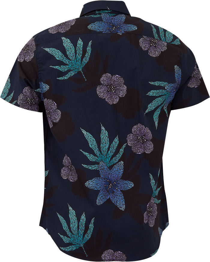 GEORGE FLORAL MEMORY SHIRT - NAVY