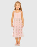 Girls Pink Ruffle Floral Embroidered Detail Mini Dress - Mac Duggal