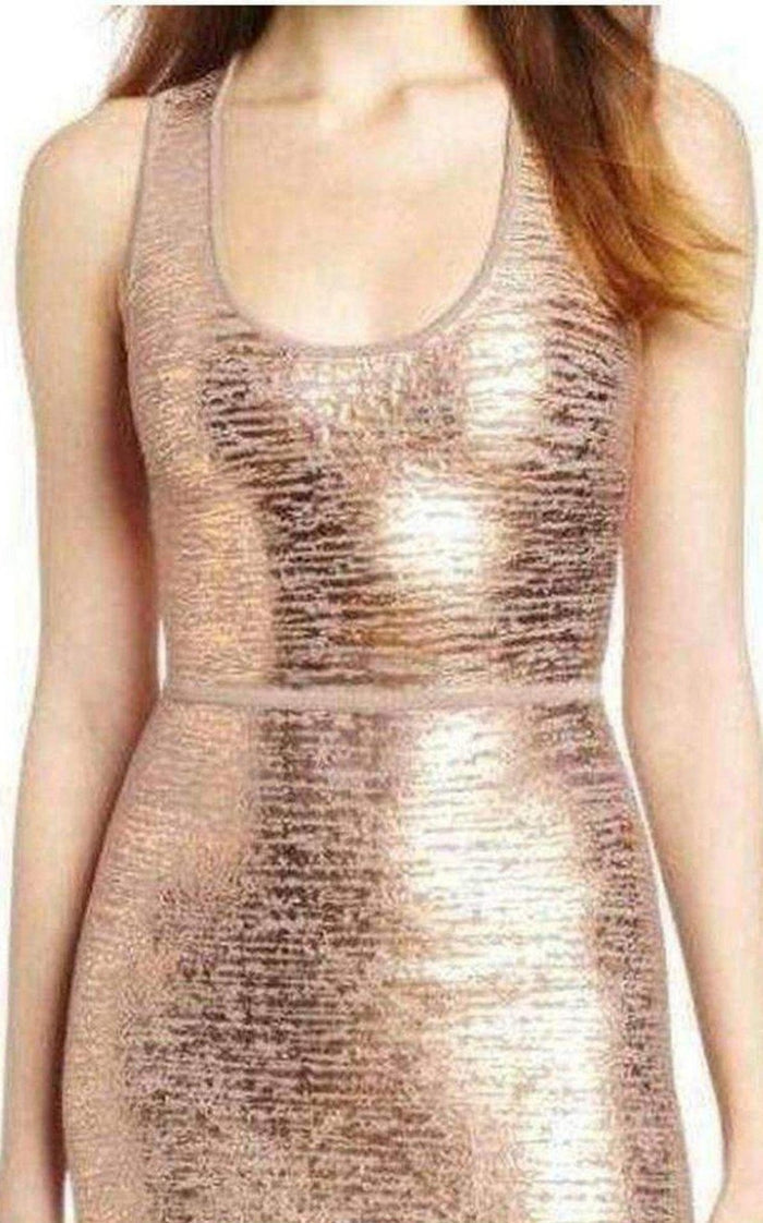 BCBGMAXAZRIA Gisela Criss Cross Foil Print Bodycon Dress - Runway Catalog