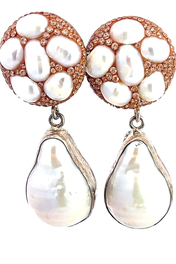Style the Gold Pearl Crystal Sterling Silver Earring exclusively at Born To Glam