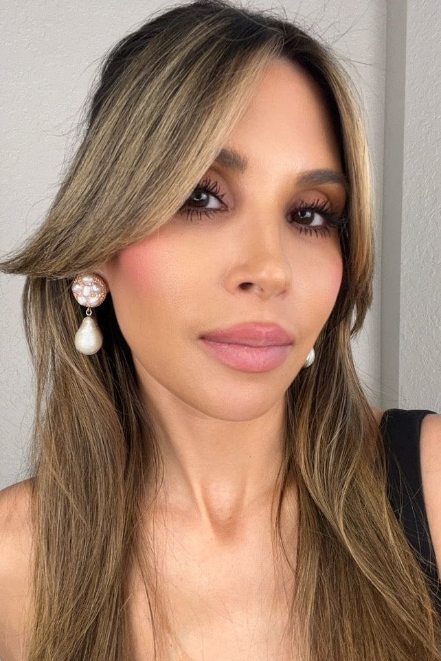 Style the Gold Pearl Crystal Sterling Silver Earring exclusively at Born To Glam