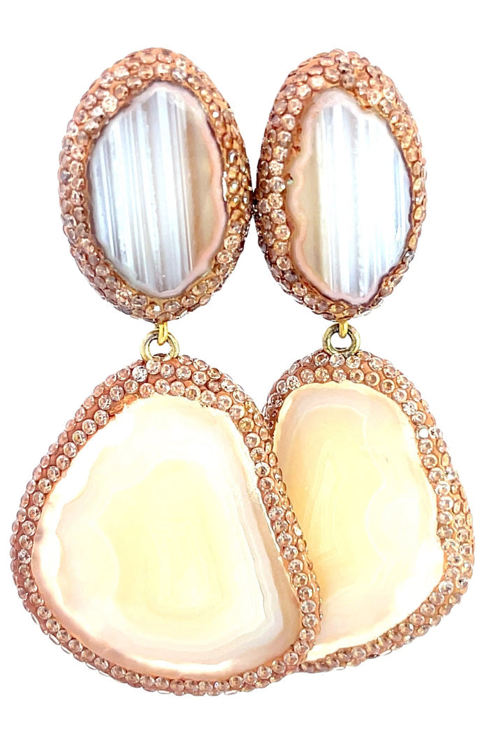 Style the Golden Ivory Double Agate Sterling Silver Earring exclusively at Born To Glam