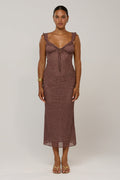 This is an image of Goldie in Coco Vanilla - RESA featuring a model wearing the dress