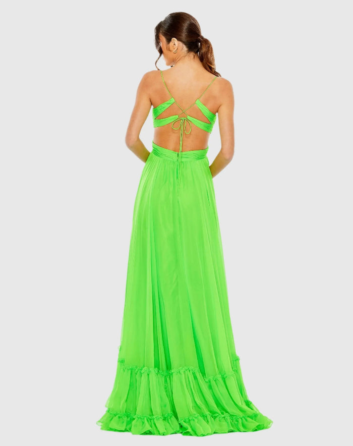 Ruched Tiered Spaghetti Strap Gown - Mac Duggal