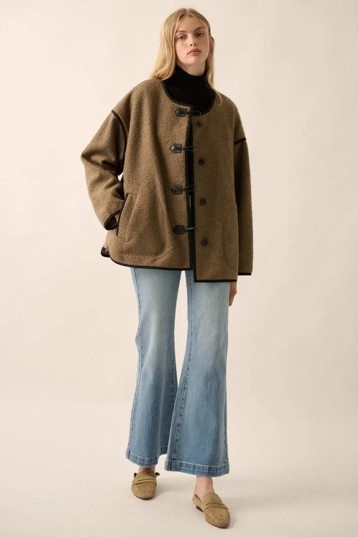 Himalayan Hideaway Sherpa Fleece Toggle Jacket - ShopPromesa