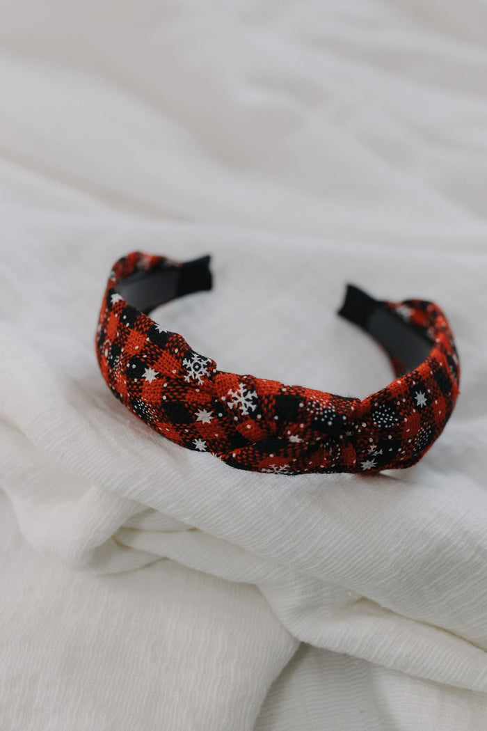 HOLIDAY HEADBAND IN BUFFALO CHECK AND SNOWFLAKE - Love Marlow