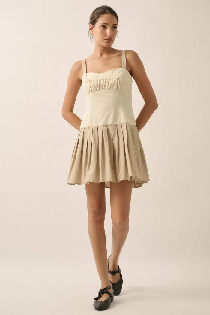 It Takes Two Colorblock Pleated Mini Dress - ShopPromesa