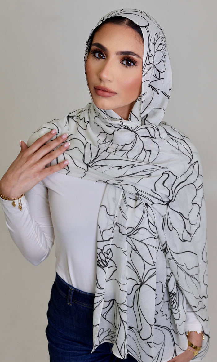 Ivory Sketch Modal Hijab
