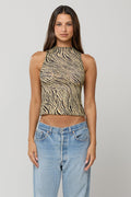 This is an image of Jess Top in Birch - RESA featuring a model wearing the dress