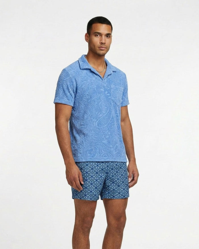 JOHNNY TOWEL POLO SHIRT IN ROYAL