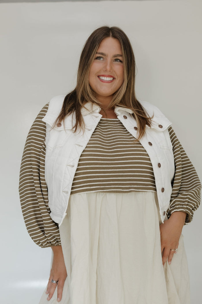 JUDY BLUE FAUX FUR LINED VEST IN OFF - WHITE - Love Marlow