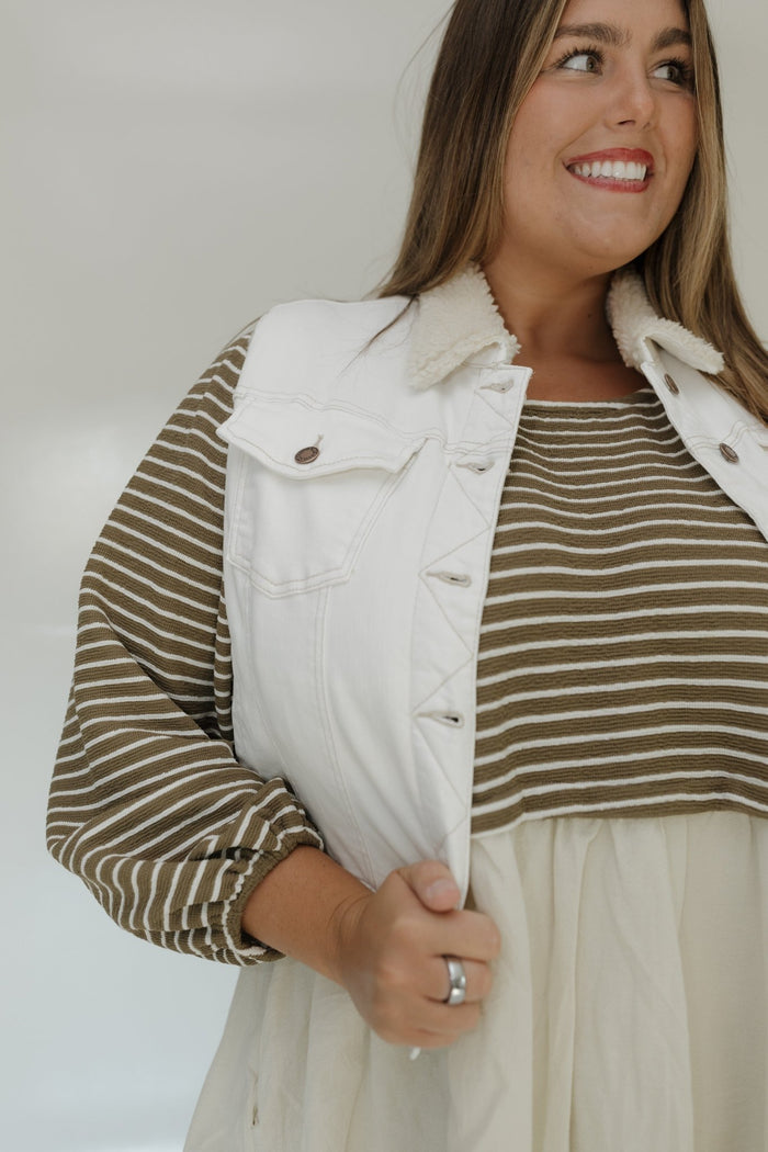 JUDY BLUE FAUX FUR LINED VEST IN OFF - WHITE - Love Marlow