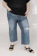 JUDY BLUE HIGH WAIST DESTROYED WIDE LEG CROP WITH RAW HEM - Love Marlow