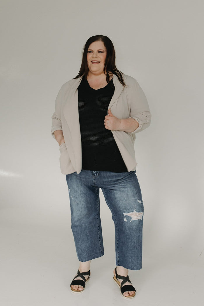 JUDY BLUE HIGH WAIST DESTROYED WIDE LEG CROP WITH RAW HEM - Love Marlow