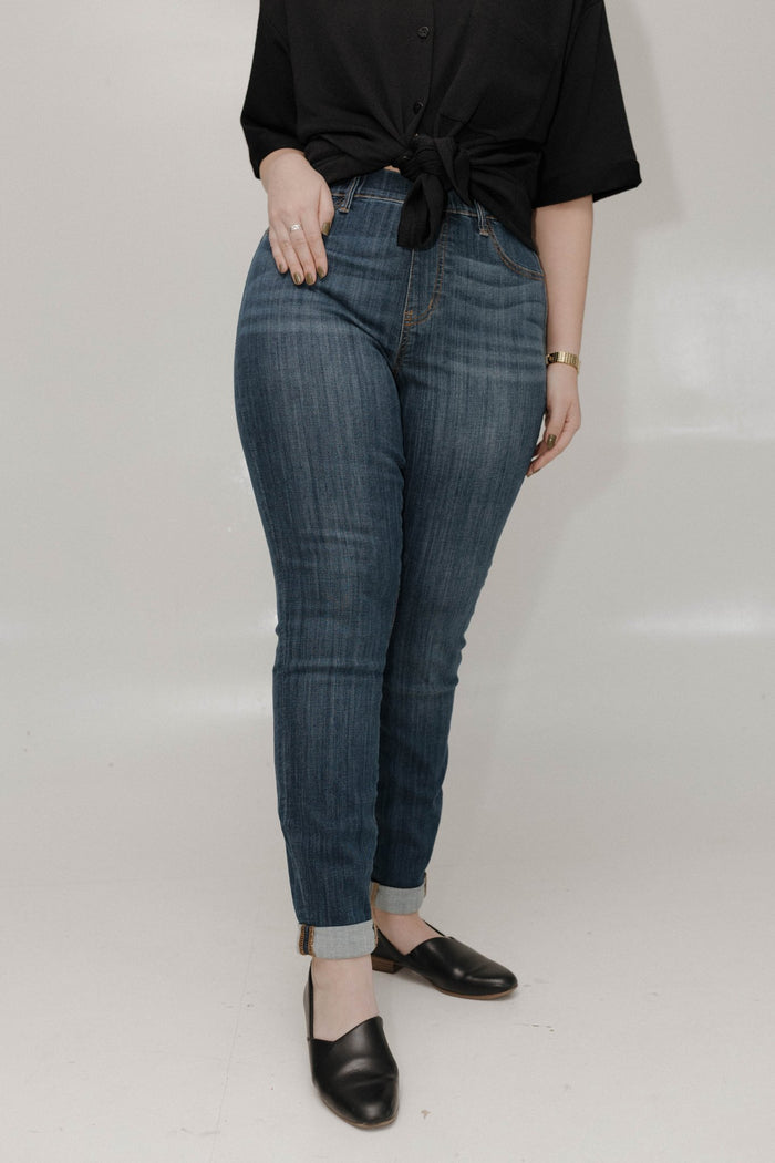 Judy Blue Pull - On Slim Fit Jeans with Cuff – Dark Denim - Love Marlow