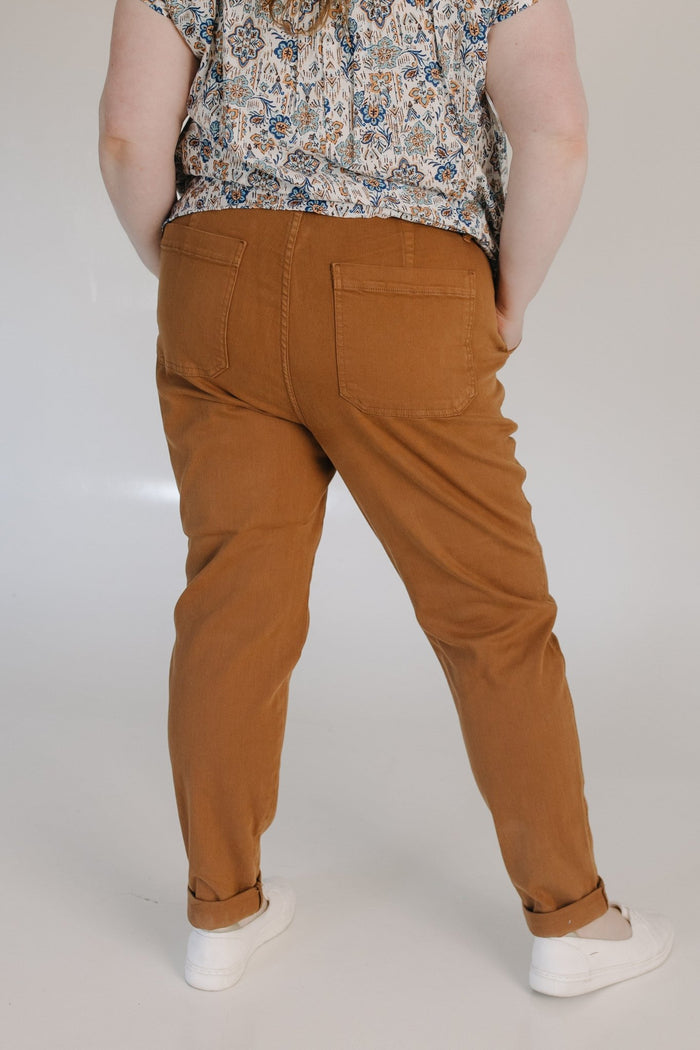 JUDY BLUE HIGH WAIST ROLLED CUFF JOGGER IN URBAN BRONZE - Love Marlow