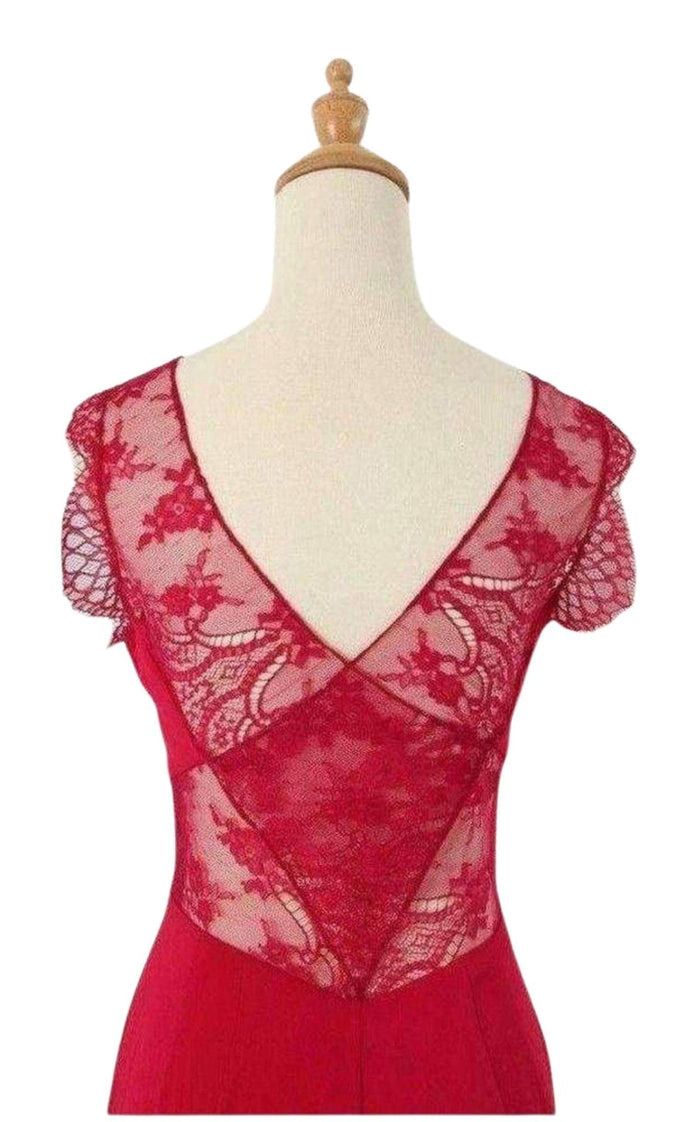 BCBGMAXAZRIA Karey Maxi Lace Detail Turkish Pink Dress - Runway Catalog