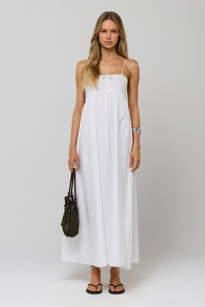 Kira Dress in White Eyelet