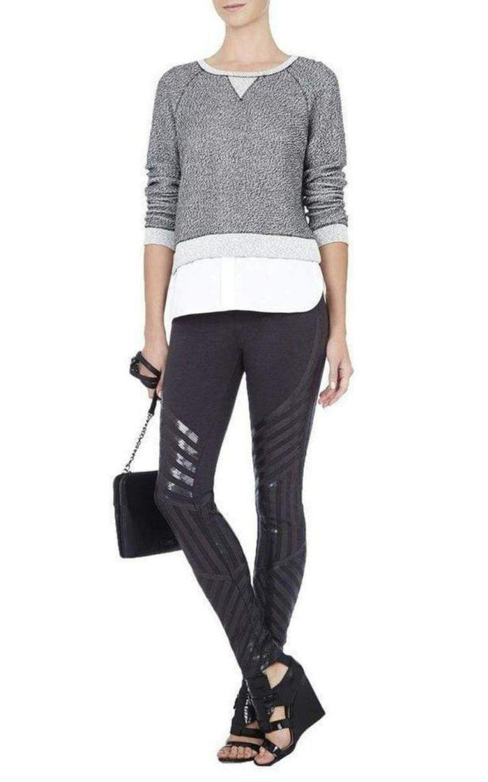 BCBGMAXAZRIA Lacie Linear Motif Sequin Legging - Runway Catalog