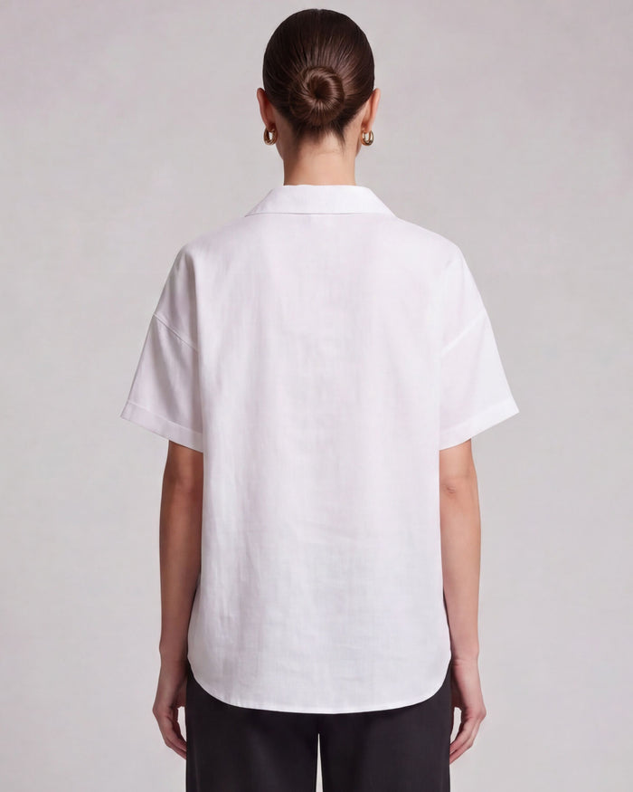 LARA WHITE WOMENS RELAXED LINEN SHIRT