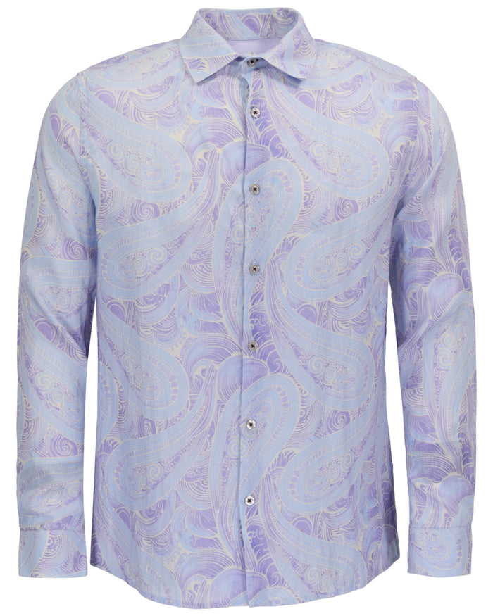 LAURENT MARAKESH PAISLEY HELIO MENS LINEN PRINTED SHIRT