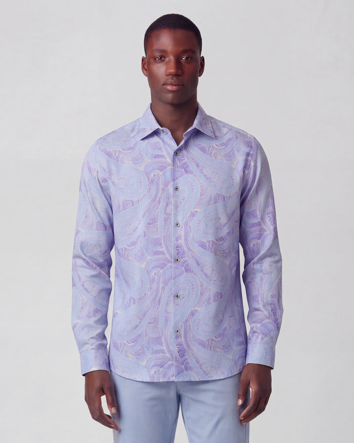 LAURENT MARAKESH PAISLEY HELIO MENS LINEN PRINTED SHIRT