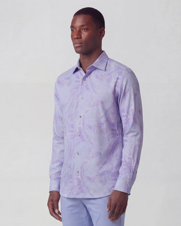 LAURENT MARAKESH PAISLEY HELIO MENS LINEN PRINTED SHIRT