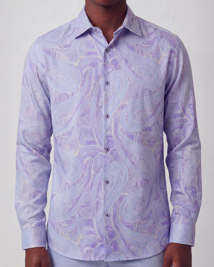 LAURENT MARAKESH PAISLEY HELIO MENS LINEN PRINTED SHIRT