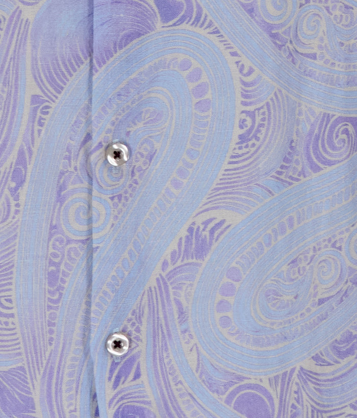 LAURENT MARAKESH PAISLEY HELIO MENS LINEN PRINTED SHIRT
