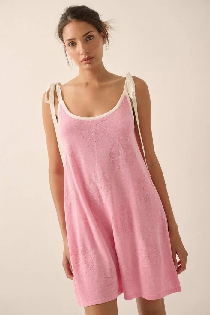 Lazy Daisy Floral Jacquard-Knit Cami Romper - ShopPromesa