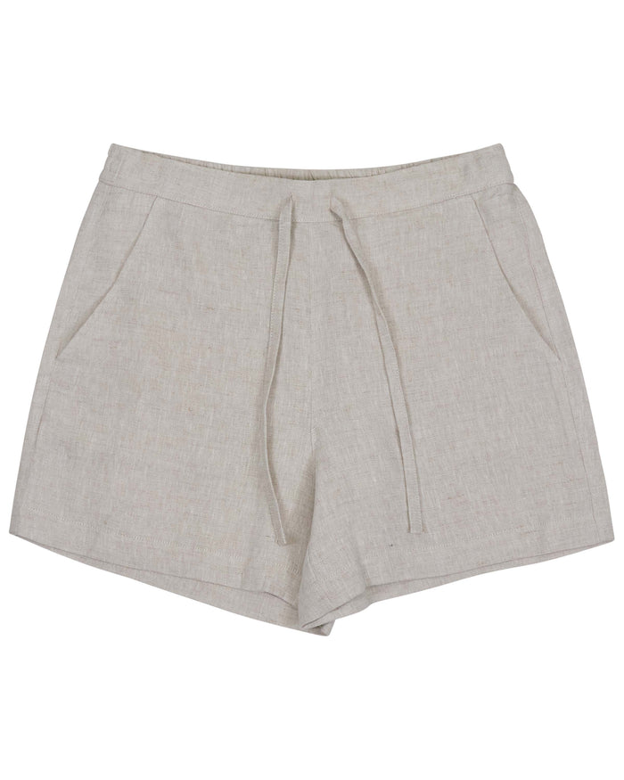 LEANNE NATURAL WOMENS DRAWSTRING LINEN SHORT