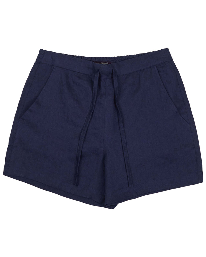 LEANNE NAVY WOMENS DRAWSTRING LINEN SHORT