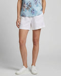 LEANNE WHITE WOMENS DRAWSTRING LINEN SHORT