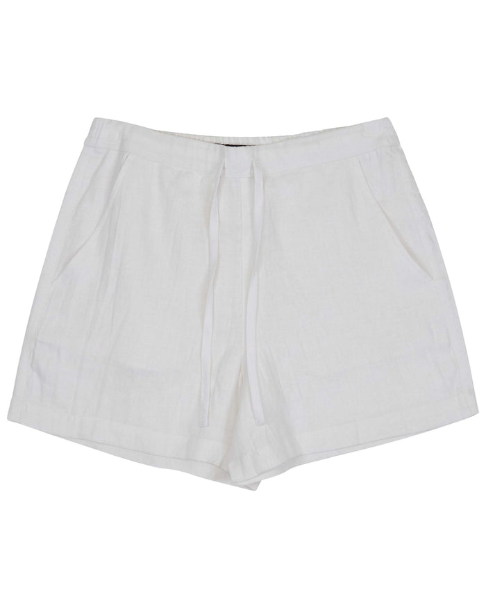 LEANNE WHITE WOMENS DRAWSTRING LINEN SHORT