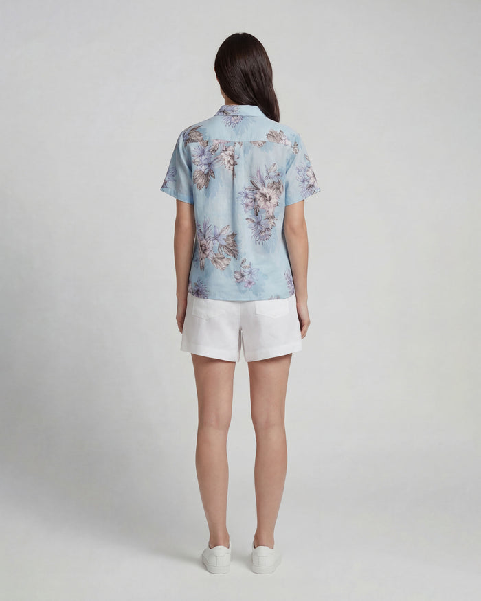LEANNE WHITE WOMENS DRAWSTRING LINEN SHORT