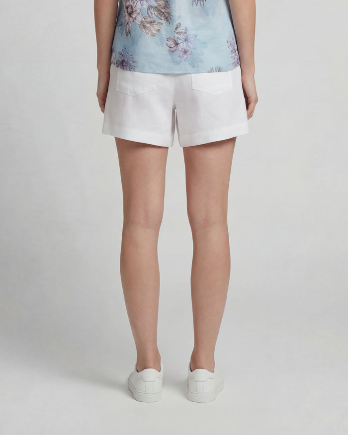 LEANNE WHITE WOMENS DRAWSTRING LINEN SHORT