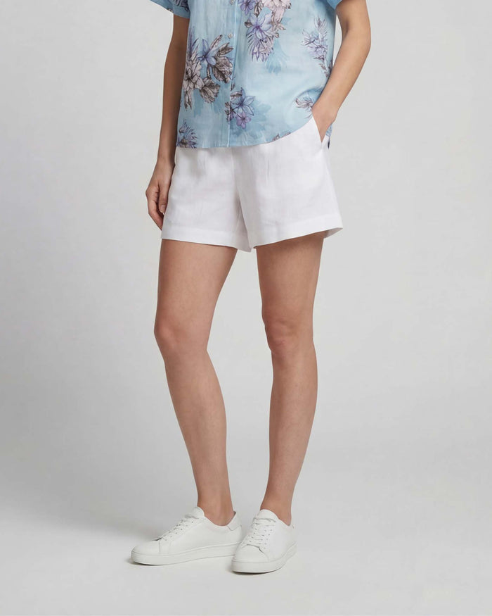 LEANNE WHITE WOMENS DRAWSTRING LINEN SHORT