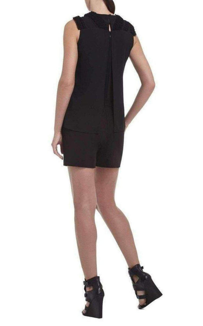 BCBGMAXAZRIA Lexxi Sleeveless Ruffle - Trim Romper - Runway Catalog