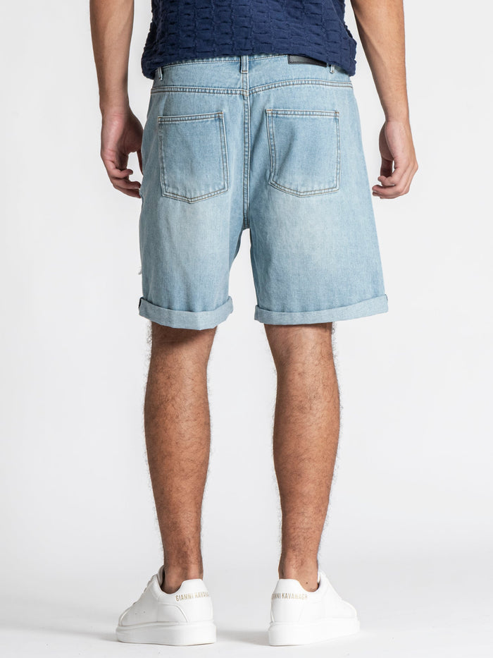shorts / Light Blue Fray Denim Shorts