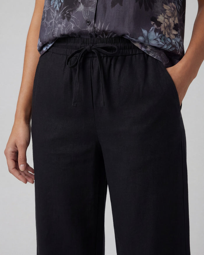 LILLIAN BLACK WOMENS WIDE-LEG LINEN PANT