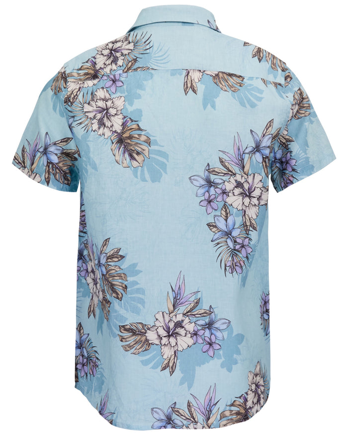 LOIC EXOTIC FLORAL TEAL MENS LINEN PRINTED SHIRT