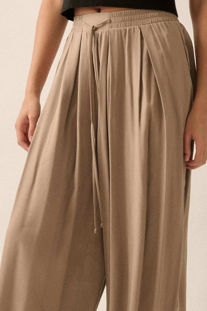 Loosely Translated Pleated Wide-Leg Harem Pants - ShopPromesa