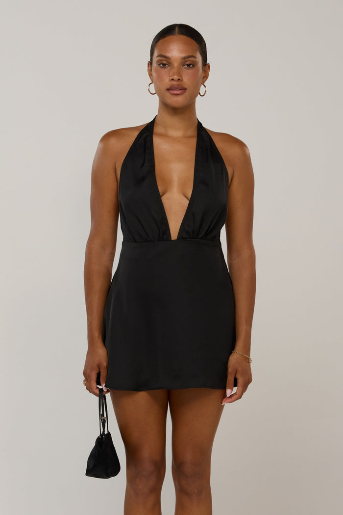 This is an image of Lucinda in Black - RESA featuring a model wearing the dress