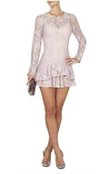 BCBGMAXAZRIA Lysa Asymmetrical Flounce Lace Dress - Runway Catalog