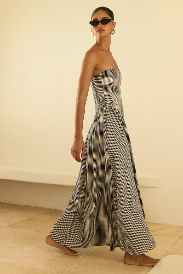 This is an image of Mackenzie Dress in Hampton - RESA featuring a model wearing the dress