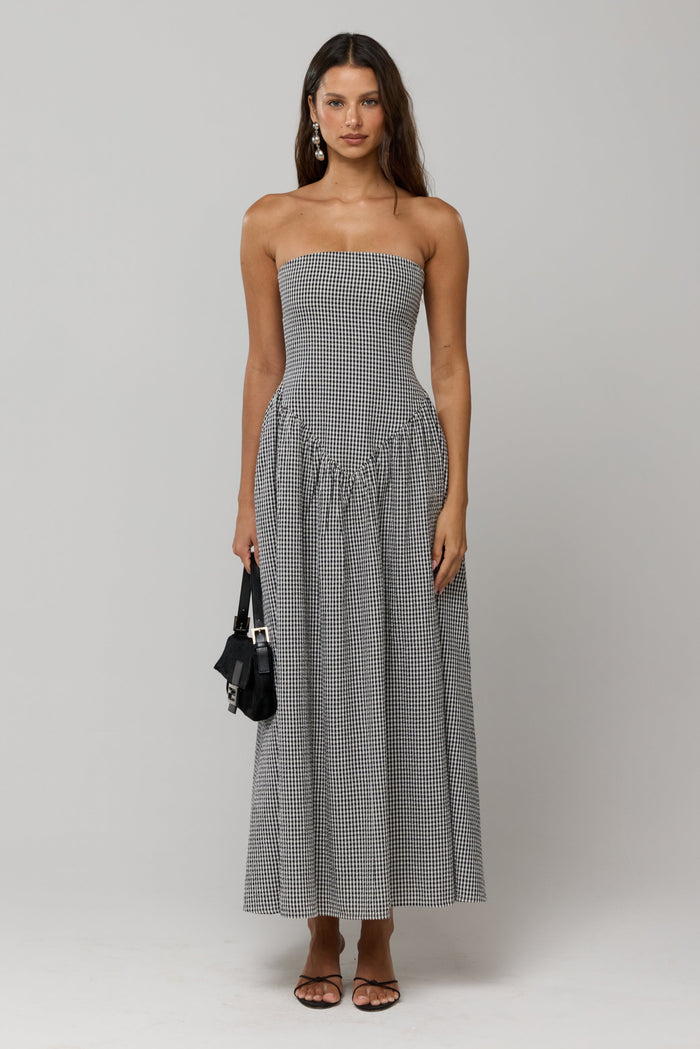 This is an image of Mackenzie Dress in Hampton - RESA featuring a model wearing the dress